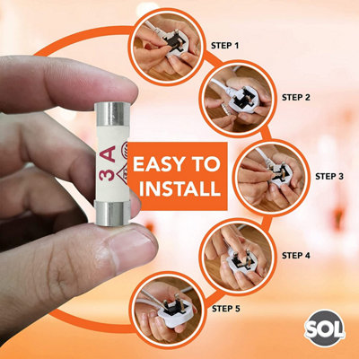 9pcs Fuses Mixed Household UK - 13 Amp Fuses UK - 5 Amp Fuses UK - 3 Amp Fuses UK - Ceramic Tube Fuses - Household Domestic Fuses - 6