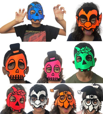 9Pcs Halloween Half Face Masks Assorted Bat Pumpkin Skull Scarecrow Fang Costume Price Comparisons | Compare The Build