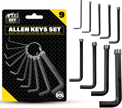 9pk Allen Key Set 2mm-8mm, Heavy-Duty Metric L-Shaped Hex Wrenches for ...