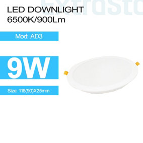 9W LED Downlight,6500K,900 lumen