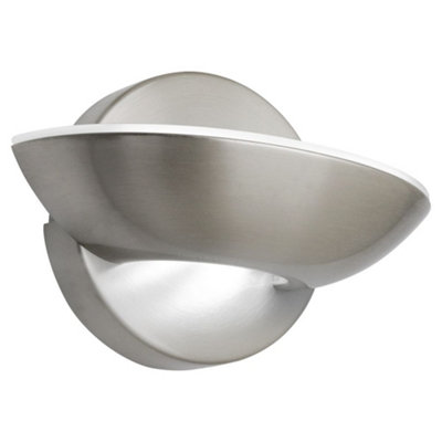 9w LED Wall Light Brushed Chrome Opal Diffuser Cool White 6000K H3038