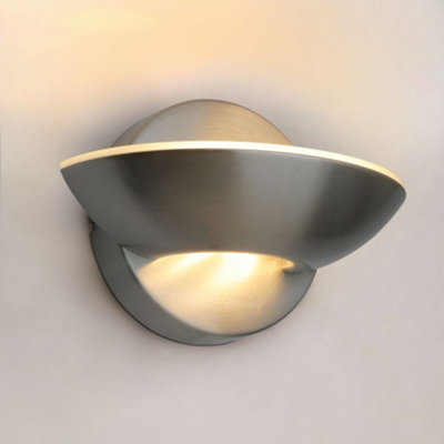 9w LED Wall Light Brushed Chrome Opal Diffuser Warm White 3000K H3050
