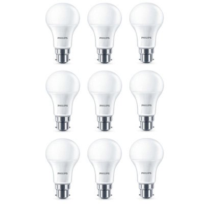 9x Philips LED Frosted B22 75w Warm White Bayonet Cap Light Bulbs Lamp ...