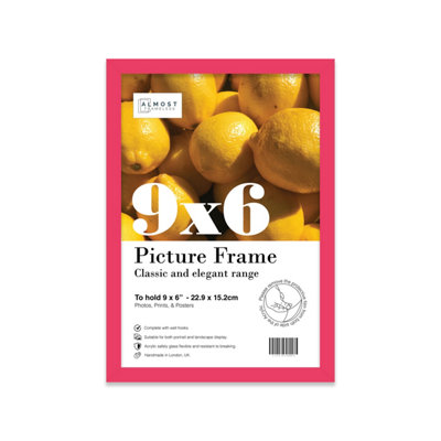 9x6 Bright Pink Picture Frame (22.9 x 15.2cm) Poster, Photo, Artwork, Gallery Wall or Print