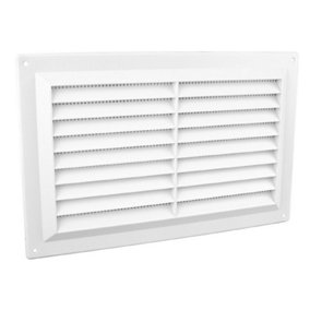 9x6" White Plastic Louvre Vent with Fly Screen