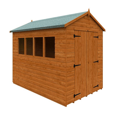 9x6 Workshop 12mm Shed - L265 x W175 x H240.5 cm - Solid Wood/Softwood/Pine - Burnt Orange