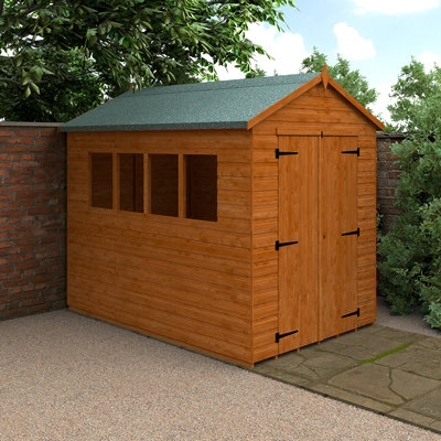 9x6 Workshop 12mm Shed - L265 x W175 x H240.5 cm - Solid Wood/Softwood/Pine - Burnt Orange - 3