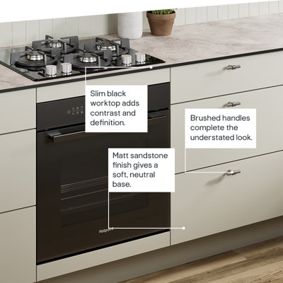 Kitchen featuring matt neutral doors that maintain a uniform look in any light, and a sleek, comtemporary slab style which works well in many different spaces.