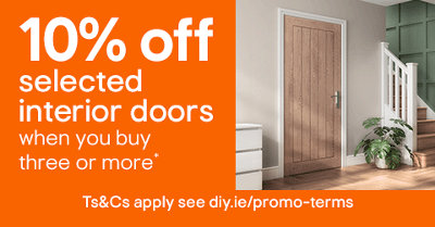 10% off selected interior doors when you buy 3 or more. Click here to shop this offer. Terms & conditions apply, see the Promotional terms & conditions link in the footer of the page.