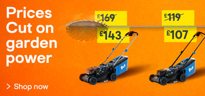 Prices cut on garden power. Includes Mac Allister 1700W 38cm Corded Push Lawnmower was £119 now £107 and Mac Allister 18V Cordless 34cm Push Lawnmower was £169 now £143. Shop now