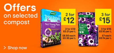 Offers on selected compost. 2 for £12 John innes young plant compost, 3 for £15 Verve compost. Shop now.
