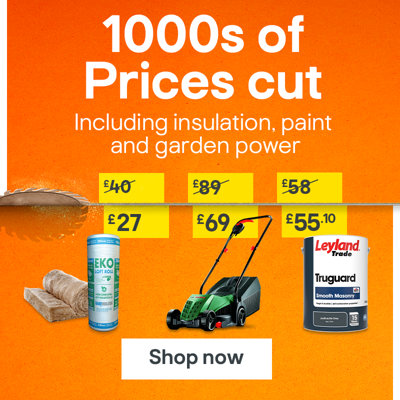 1000s of prices cut. Includes insulation, paint & garden power. Including Knauf Eko Roll Loft insulation roll, was £40 now £27, Bosch 1200W Corded Rotary Lawnmower was £89 now £69, Leyland Trade Truguard Smooth Masonry Paint, was £58 now £55.10. Shop now
