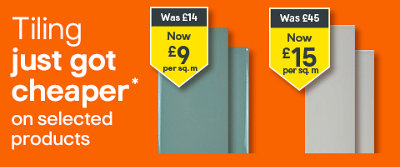 Tiling just got cheaper on selected products. Terms & conditions apply, see the *terms & conditions at the end of the page. Click here to shop now.