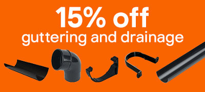 15% off selected guttering and drainage. Terms & conditions apply, see the *terms & conditions at the end of the page. Click here to shop now.