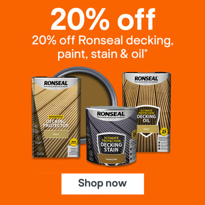20% off Ronseal decking paint, stain & oil. Shop now
