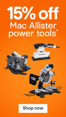 15% off Mac Allister power tools. Includes Mac Allister Corded Circular saw, Mac Allister Corded 1/3 sheet sander and Mac Allister Corded Compound mitre saw. Shop now