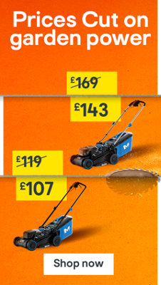 Prices cut on garden power. Includes Mac Allister 1700W 38cm Corded Push Lawnmower was £119 now £107 and Mac Allister 18V Cordless 34cm Push Lawnmower was £169 now £143. Shop now