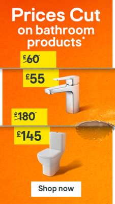 Prices cut on bathroom productsincludes GoodHome Teesta Standard Basin Mixer Tap was £60 now £55and Cooke & Lewis Santoro White Close-coupled Toilet with Soft close seat was £180 now £145.  Terms & conditions applysee the *Terms & conditions at the end of the page. Shop now