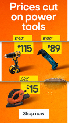 Prices cut on power tools. DeWalt 18V XR Brushless Compact Drill Driver was £132 now £115. Makita 18V LXT Multi Tool was £120 now £89. Black+Decker Mouse Detail Sander was £22 now £18. Shop now.