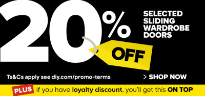 20% off selected sliding wardrobe doors. Shop now.