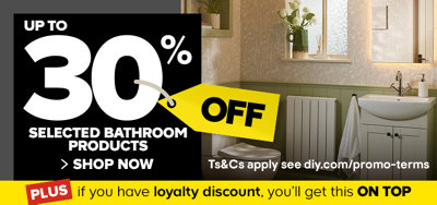 Up to 30% off selected bathroom products. Shop now.