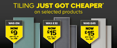 Tiling just got cheaper on selected products. Terms & conditions apply, see the *terms & conditions at the end of the page. Click here to shop now.