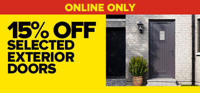 15% off selected exterior doors, online only. Includes Fortia Curral Frosted Glazed Modern Anthracite Front Door. Terms & conditions apply, see the *terms & conditions at the end of the page. Shop now.