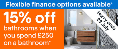 15% off bathrooms when you spend £250 on a bathroom