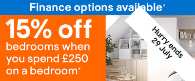 15% off bedrooms when you spend £250 on a bedroom