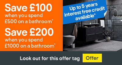 £100 off when you spend at least �£500 OR £200 off when you spend at least £1000 on bathrooms