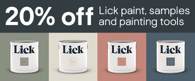 20% off Lick paint, samples and painting tools. Shop now. Terms & conditions apply, see the Promotional terms & conditions link in the footer of the page.