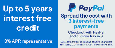 Pay in 3 with PayPal and up to 5 yrs interest free credit