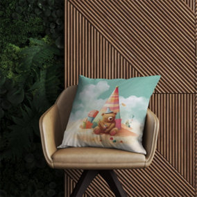 A Bear On A Beach Holiday Outdoor Cushion 60cm x 60cm