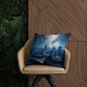 A Breathtaking Scene Of A Moonlit Graveyard Outdoor Cushion 60cm x 60cm