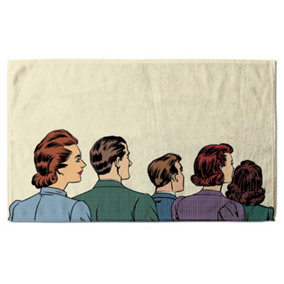A crowd of spectators stand back retro style pop art (Bath Towel) / Default Title