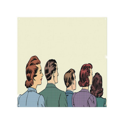 A crowd of spectators stand back retro style pop art Designer Splash ...