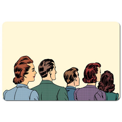 A crowd of spectators stand back retro style pop art (Placemat) / Default Title