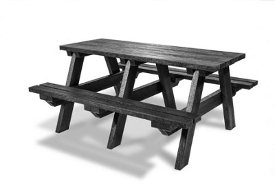 A-Frame Heavy Duty Picnic Table, Premium Quality, Black, 4 Seater, Recycled Plastic