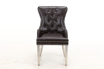 Leather studded deals dining chairs