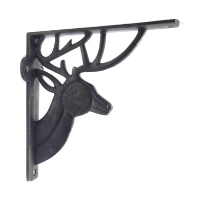 A Pair of Antique Cast Iron Deer Shelf Brackets - 150mm x 160mm - 4