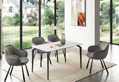 a pair of Claudia Art Deco Dining Chairs in Grey Color