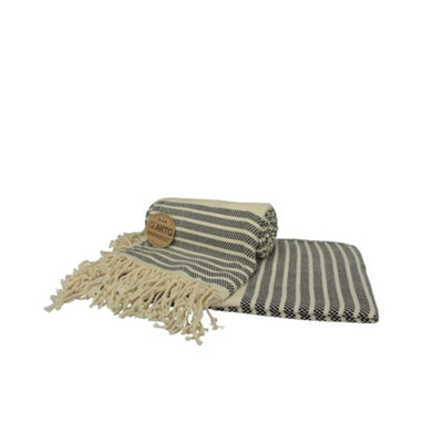 A&R Towels Hamamzz Peshtemal Traditional Woven Towel Black/Cream (One Size) Price Comparisons | Compare The Build