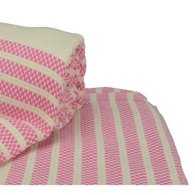 A&R Towels Hamamzz Peshtemal Traditional Woven Towel Pink/Cream (One Size)