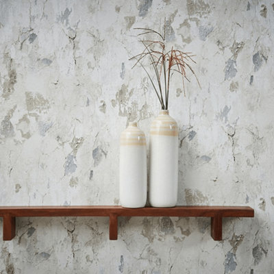 A.S. Creation Antonio White & Grey Rustic Stone Industrial Wallpaper 37954-4