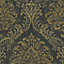 A.S. Creation David Vienna Black & Gold Damask Metallic Wallpaper 39112-3