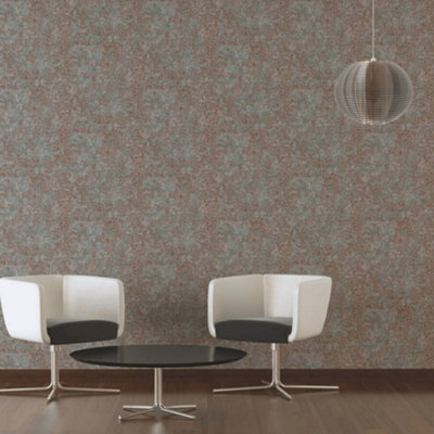 A.S. Creation David Vienna Metallic Copper & Green Industrial Wallpaper 39110-1