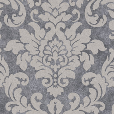 A.S. Creation Diamonds Grey & Beige Damask Glitter Wallpaper 372701