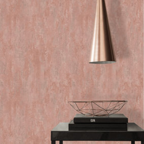 A.S. Creation Havana Blush Pink & Rose Gold Distressed Industrial Metallic Wallpaper 38044-2