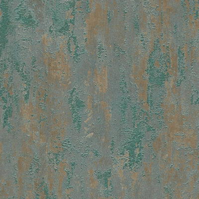 A.S. Creation Havana Green & Copper Distressed Industrial Metallic Wallpaper 32651-2