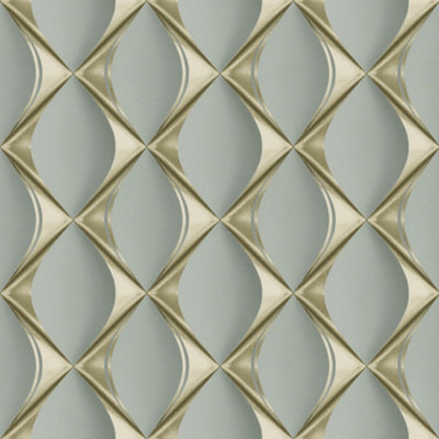 A.S. Creation My Home My Spa Green & Gold Geometric Wallpaper 38691-3